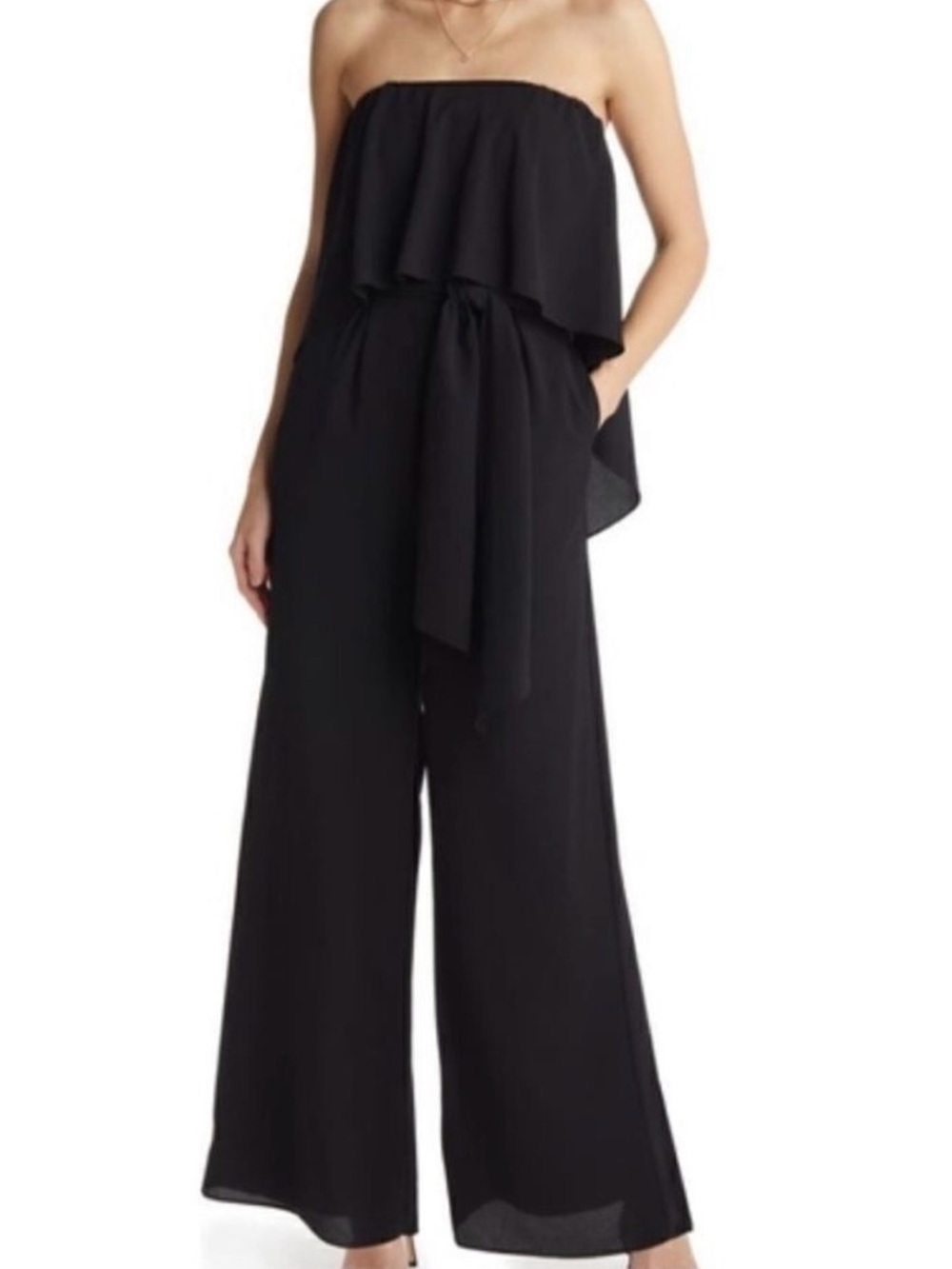 Vici Collection Strapless Black Wide-Leg Jumpsuit